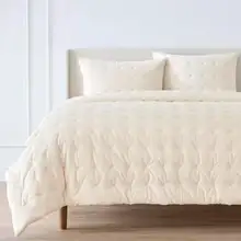 Product image of Home Decorators Collection Kelsey 3-Piece Cream Quilted Velvet King Comforter Set
